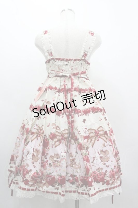 画像2: BABY,THE STARS SHINE BRIGHT / Pomme rouge〜うさぎとりすのりんごの森〜柄ジャンパースカートII  生成り I-26-03-05-125-BA-OP-SA-ZI (2)
