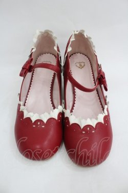 画像1: BABY,THE STARS SHINE BRIGHT / マリィ・ワンストラップシューズ LL 赤Ｘ白 I-26-03-05-002-BA-SH-SA-ZI