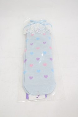 画像1: Angelic Pretty / Candy Petit Heartクルー丈ソックス  サックスＸ白 I-26-03-05-033-AP-ZA-SA-ZI