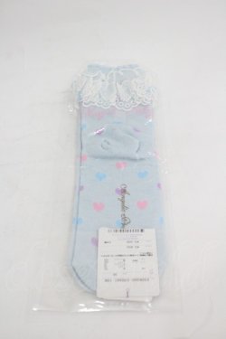 画像2: Angelic Pretty / Candy Petit Heartクルー丈ソックス  サックスＸ白 I-26-03-05-033-AP-ZA-SA-ZI
