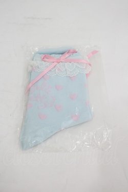 画像1: Angelic Pretty / Lovely Heartクルー丈ソックス  サックスＸピンク I-26-03-05-038-AP-ZA-SA-ZI