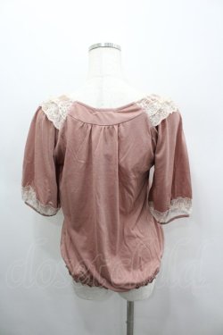 画像3: axes femme / レース切り替え半袖カットソー  ピンクＸ白 I-26-03-06-034-AX-TO-SA-ZI