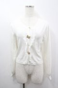 axes femme POETIQUE / レース×リボンニットカーディガン  白 I-26-03-06-042-AX-TO-SA-ZI