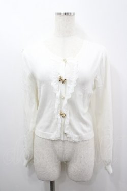 画像1: axes femme POETIQUE / レース×リボンニットカーディガン  白 I-26-03-06-042-AX-TO-SA-ZI