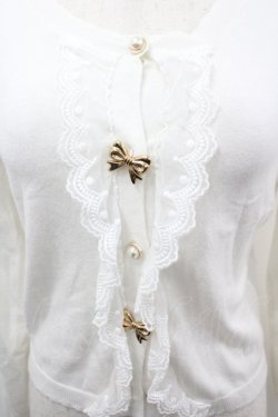 画像2: axes femme POETIQUE / レース×リボンニットカーディガン  白 I-26-03-06-042-AX-TO-SA-ZI