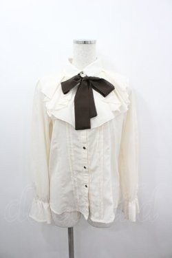 画像1: axes femme / ラッフルフリルブラウス  アイボリーＸブラウン I-26-03-06-005-AX-BL-SA-ZI