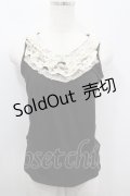 axes femme / レース&パール襟タンク  黒Ｘアイボリー I-26-03-06-049-AX-TO-SA-ZI