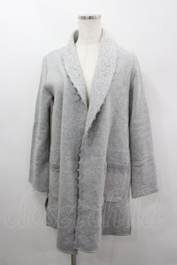 画像1: axes femme / 薔薇レースパールロングカーディガン M グレー I-26-03-06-052-AX-TO-SA-ZI