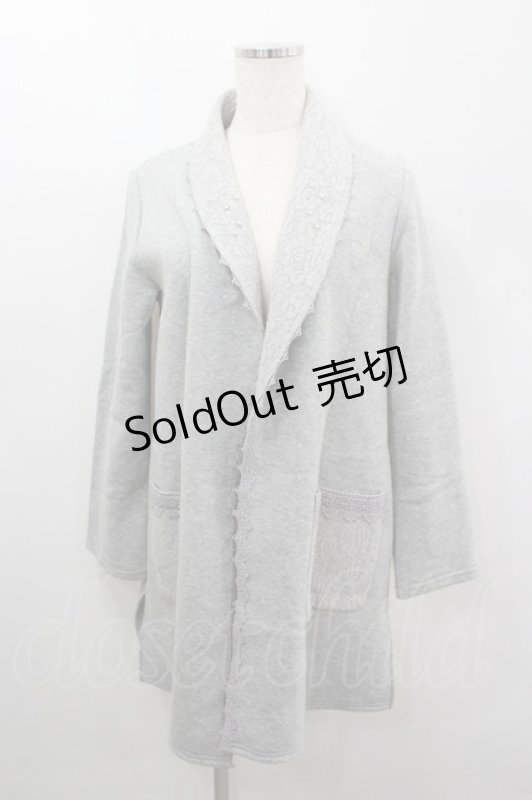 画像1: axes femme / 薔薇レースパールロングカーディガン M グレー I-26-03-06-052-AX-TO-SA-ZI (1)