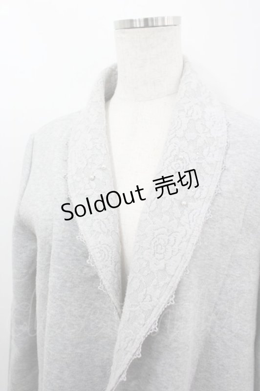 画像2: axes femme / 薔薇レースパールロングカーディガン M グレー I-26-03-06-052-AX-TO-SA-ZI (2)