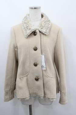 画像1: axes femme / フリルカラーショートコート M ベージュ I-26-03-06-054-AX-CO-SA-ZI