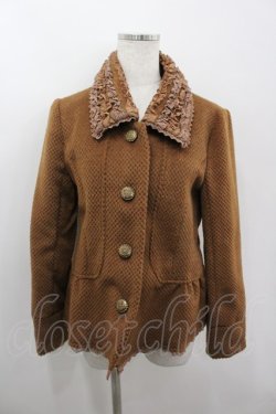 画像1: axes femme / フリルカラーショートコート M ブラウン I-26-03-06-055-AX-CO-SA-ZI