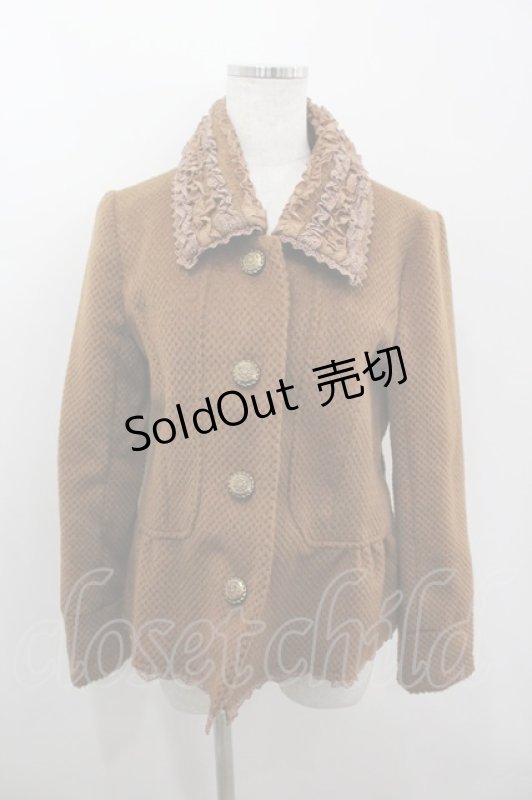 画像1: axes femme / フリルカラーショートコート M ブラウン I-26-03-06-055-AX-CO-SA-ZI (1)