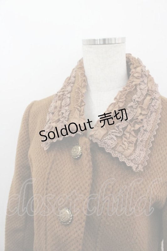 画像2: axes femme / フリルカラーショートコート M ブラウン I-26-03-06-055-AX-CO-SA-ZI (2)