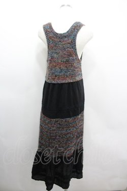 画像2: axes femme / カラフルボーダーノースリーブロングワンピース  黒 I-26-03-06-064-AX-OP-SA-ZI