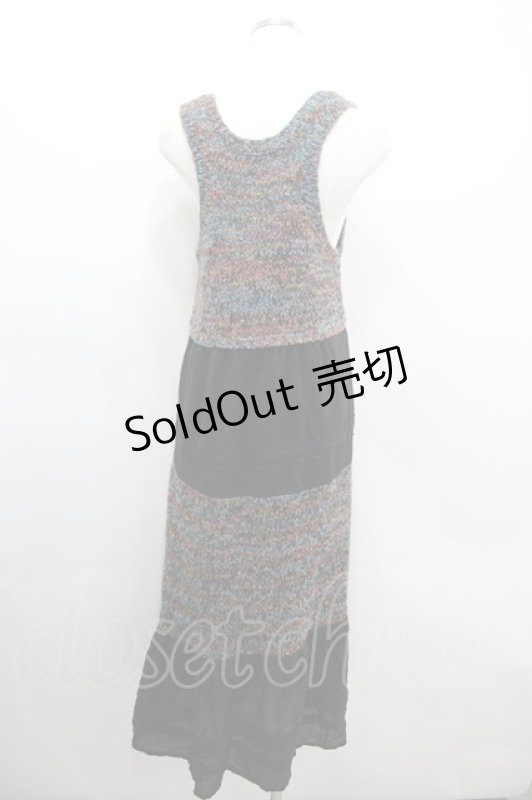 画像2: axes femme / カラフルボーダーノースリーブロングワンピース  黒 I-26-03-06-064-AX-OP-SA-ZI (2)