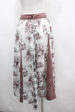 画像3: axes femme / 花柄×チェック柄切替スカート  白Ｘ黒 I-26-03-06-065-AX-SK-SA-ZI