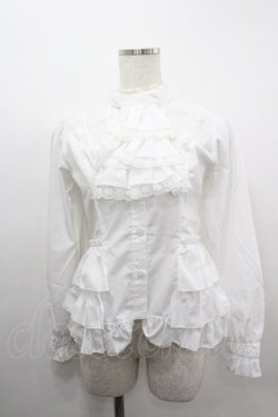 画像1: ATELIER PIERROT / 段々フリルジャボ付きブラウス  白 I-26-03-06-069-EL-BL-SA-ZI