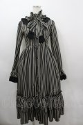 ATELIER PIERROT / Classical Dot Stripe Dress  黒Ｘベージュ I-26-03-06-071-EL-OP-SA-ZI