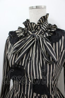 画像2: ATELIER PIERROT / Classical Dot Stripe Dress  黒Ｘベージュ I-26-03-06-071-EL-OP-SA-ZI