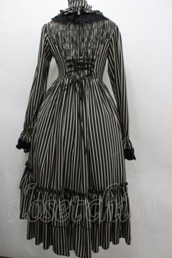 画像3: ATELIER PIERROT / Classical Dot Stripe Dress  黒Ｘベージュ I-26-03-06-071-EL-OP-SA-ZI