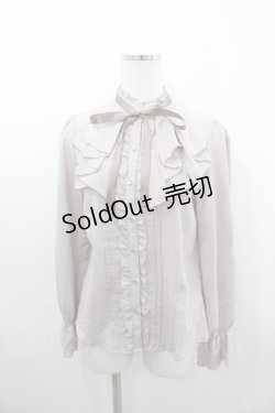 画像1: axes femme / リボン付フリルブラウス  ピンク I-26-03-06-008-AX-BL-SA-ZI
