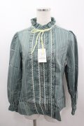 axes femme / 先染めストライプブラウス L グリーン I-26-03-06-011-AX-BL-SA-ZI
