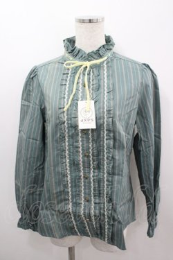 画像1: axes femme / 先染めストライプブラウス L グリーン I-26-03-06-011-AX-BL-SA-ZI