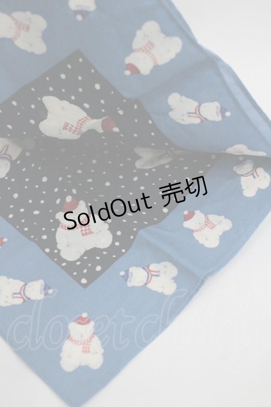 画像2: PINK HOUSE / ゆきだるまくまハンカチ  青Ｘ白 I-26-03-06-102-LO-ZA-SA-ZI (2)