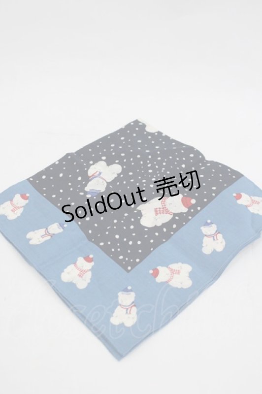 画像3: PINK HOUSE / ゆきだるまくまハンカチ  青Ｘ白 I-26-03-06-102-LO-ZA-SA-ZI (3)