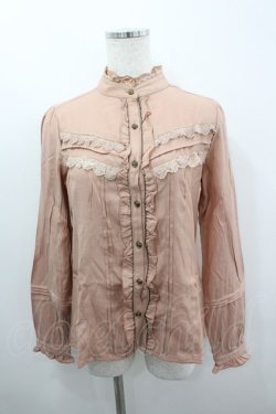 画像1: axes femme / モチーフ付きリボンフリルブラウス L アワピンク I-26-03-06-012-AX-BL-SA-ZI