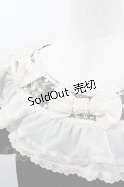 画像2: axes femme / パールシフォンリボンフリル半袖カットソー  黒Ｘアイボリー I-26-03-06-020-AX-TO-SA-ZI