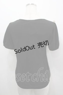 画像3: axes femme / パールシフォンリボンフリル半袖カットソー  黒Ｘアイボリー I-26-03-06-020-AX-TO-SA-ZI