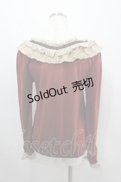 画像3: axes femme / 3つパールリボンレース襟長袖カットソー  アカ I-26-03-06-021-AX-TO-SA-ZI