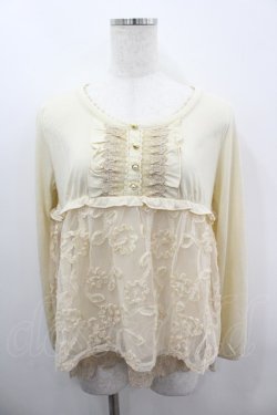 画像1: axes femme / チュール刺繍切替カットソー  生成り I-26-03-06-026-AX-TO-SA-ZI