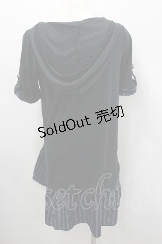 画像3: axes femme / フード付チュニックワンピース  黒Ｘ白 I-26-03-06-031-AX-OP-SA-ZI (3)