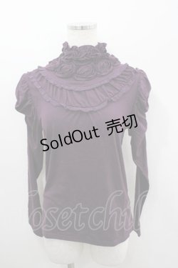 画像1: axes femme / 薔薇モチーフハイネックカットソー  パープル I-26-03-06-032-AX-TO-SA-ZI