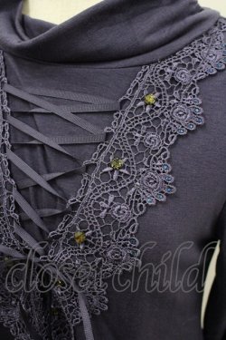 画像2: axes femme / フロント編み上げレースハイネックカットソー M パープル I-26-03-06-033-AX-TO-SA-ZI