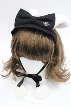 画像1: Shirley Temple / うさぎリボンヘッドドレス  黒Ｘ白 I-26-03-08-037-ET-AC-SA-ZI