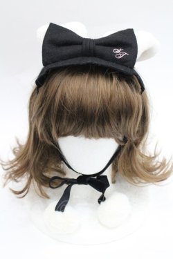 画像2: Shirley Temple / うさぎリボンヘッドドレス  黒Ｘ白 I-26-03-08-037-ET-AC-SA-ZI