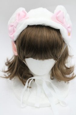 画像2: BABY,THE STARS SHINE BRIGHT / くみゃちゃんファーヘッドドレス  白Ｘピンク I-26-03-08-040-BA-AC-SA-ZI