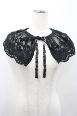 画像1: m petit by misako / レースつけ襟  黒 I-26-03-08-005-LO-ZA-SA-ZI