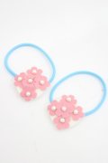 Shirley Temple / フラワーモチーフヘアゴムセット  ピンクＸ白Ｘ青 I-26-03-08-079-ET-AC-SA-ZI