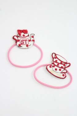 画像1: Shirley Temple / ティーパーティ柄ヘアポニー  ピンク I-26-03-08-082-ET-AC-SA-ZI