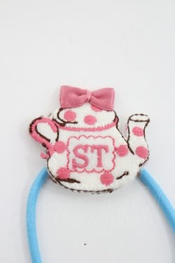 画像2: Shirley Temple / ティーパーティ柄ヘアポニー  サックス I-26-03-08-083-ET-AC-SA-ZI