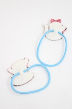 画像4: Shirley Temple / ティーパーティ柄ヘアポニー  サックス I-26-03-08-083-ET-AC-SA-ZI