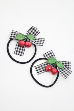 画像1: Shirley Temple / ラメチェリーヘアゴムセット  黒 I-26-03-08-084-ET-AC-SA-ZI