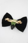 画像2: Emily Temple cute / ベリー別珍リボンバレッタ  黒 I-26-03-08-088-ET-AC-SA-ZI (2)