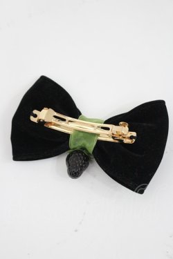 画像2: Emily Temple cute / ベリー別珍リボンバレッタ  黒 I-26-03-08-088-ET-AC-SA-ZI