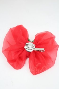 画像2: Emily Temple cute / いちごオーガンジーリボンクリップ  赤 I-26-03-08-094-ET-AC-SA-ZI